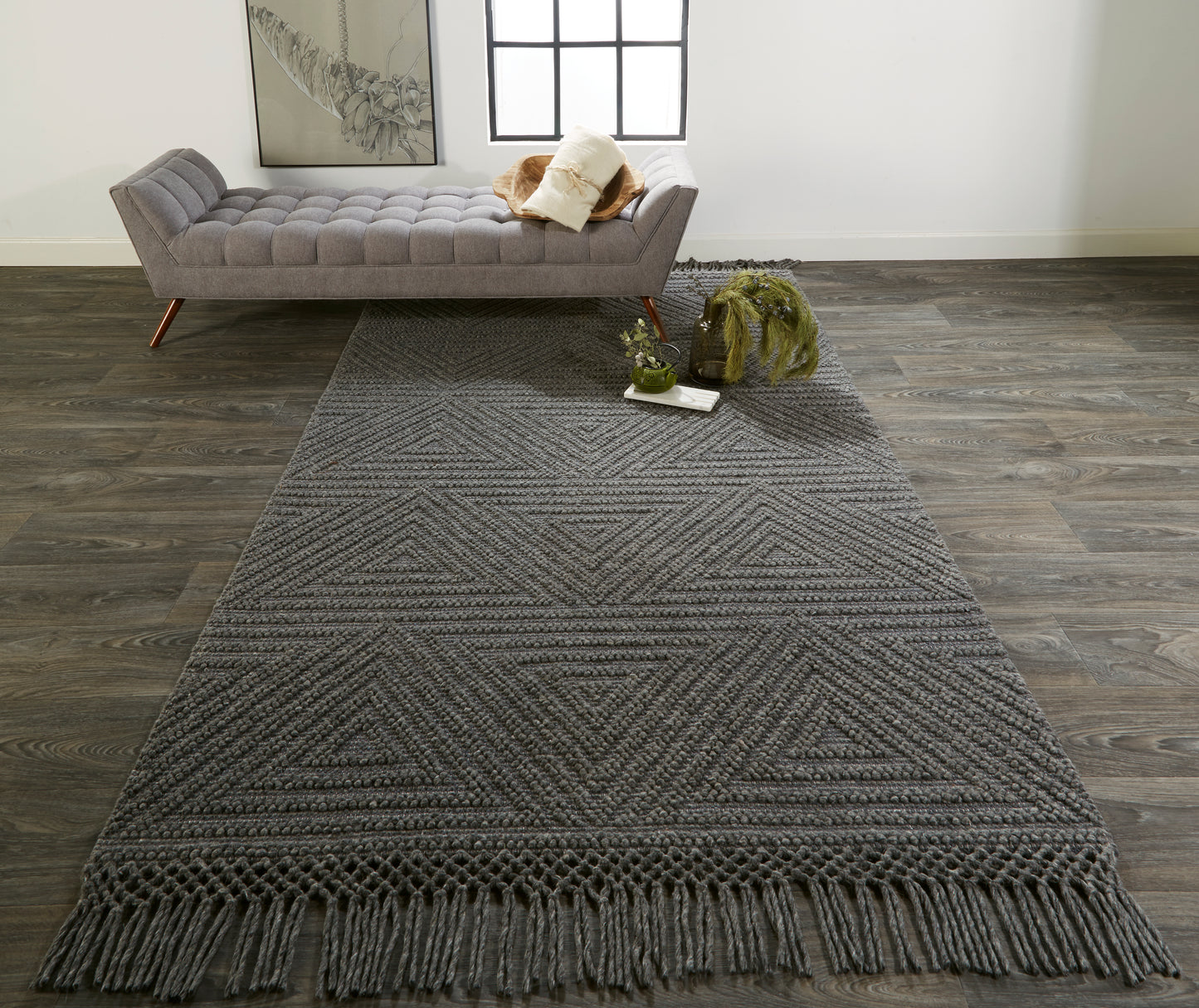 Phoenix Transitional/Farmhouse/Scandinavian Geometric/Solid Gray - Feizy Rug