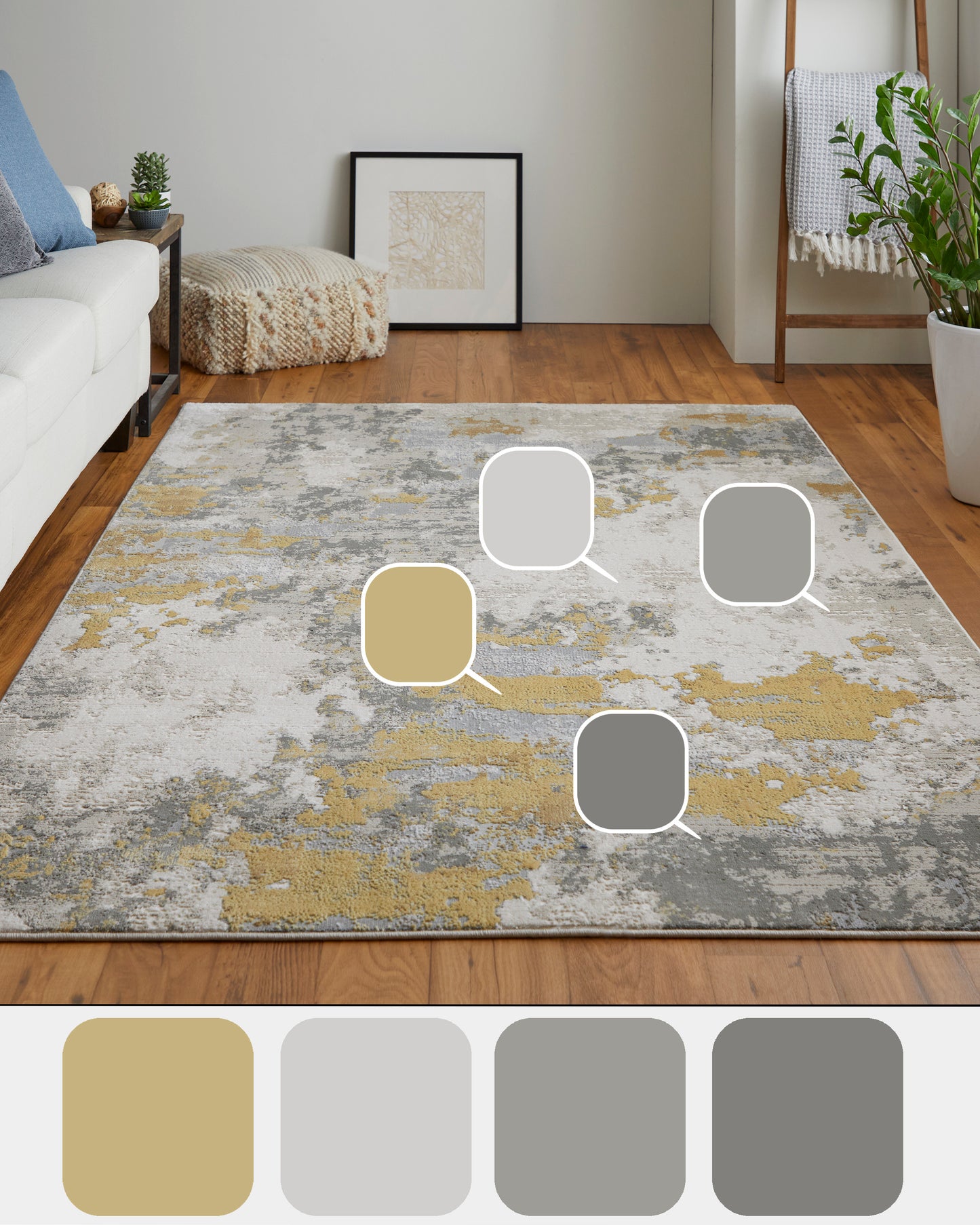 Waldor Modern/Luxury & Glam/Casual Ivory/Gold/Gray Runner  Feizy Rugs Small Parcel,Feizy Rugs,Waldor,Ivory/Gold/Gray,2'10" x 7'10",Runner,Polypropylene/Polyester,Modern/Luxury & Glam/Casual,Turkey