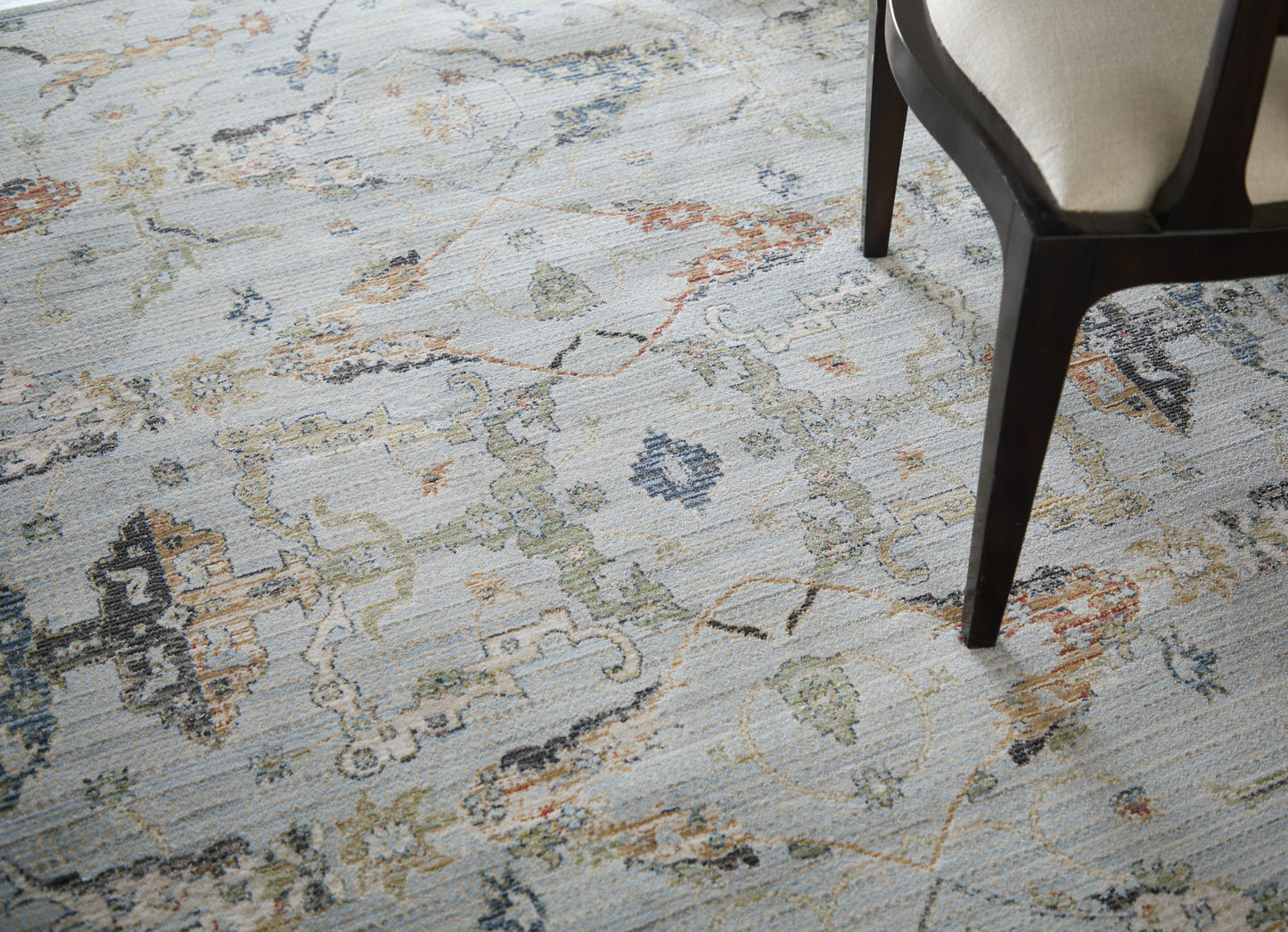 Melrose Traditional/Classic Floral & Botanical/Trellis & Lattice Blue/Green/Ivory - Feizy Rug