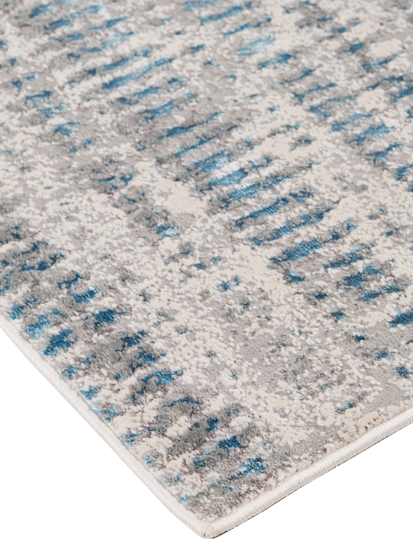 Azure Modern/Casual/Industrial Blue/Gray/Ivory Area Rug