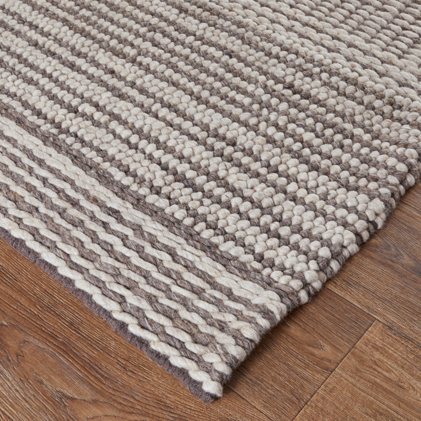 Hamden Modern/Scandinavian/Casual Stripes/Geometric/Abstract Ivory/Brown - Feizy Rug