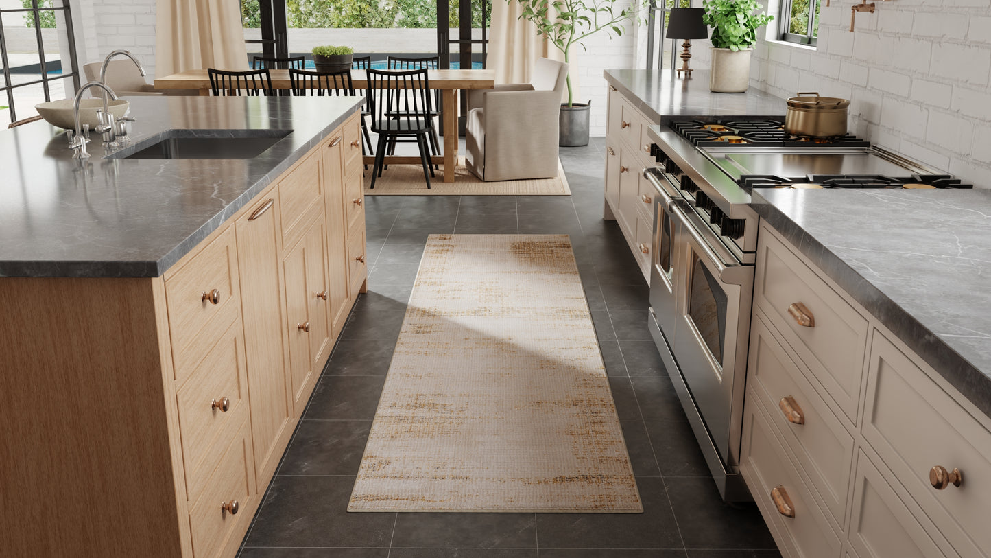 Deja Modern/Casual/Natural Distressed/Abstract Ivory/Brown/Tan - Feizy Rug