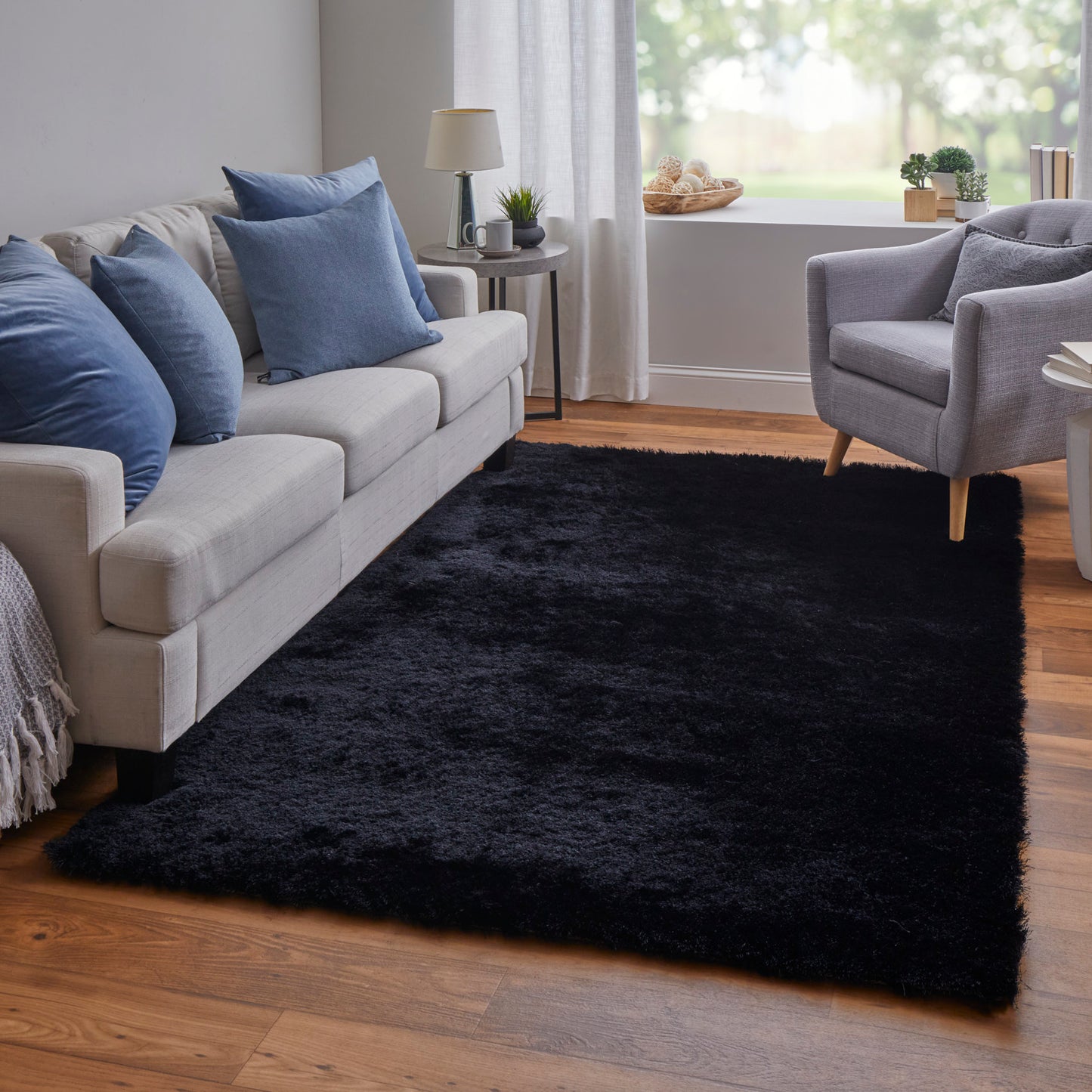 Indochine Modern/Luxury & Glam/Casual Black Area Rug