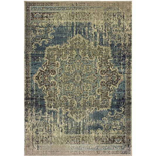 RALEIGH 6649H Blue, Ivory Rug - Oriental Weavers